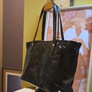 Bulgari Glossy Black Tote Bag And Matching Wallet